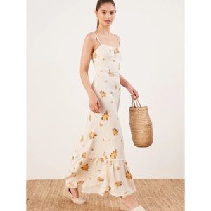 Reformation Ivory Constance Frankfort Floral Print Prairie Maxi Dress Size 0